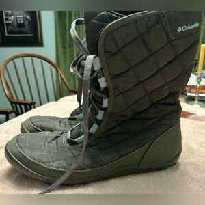 Columbia Women's Quilted Waterproof Winter Boots - gray and turquoise, size 10
